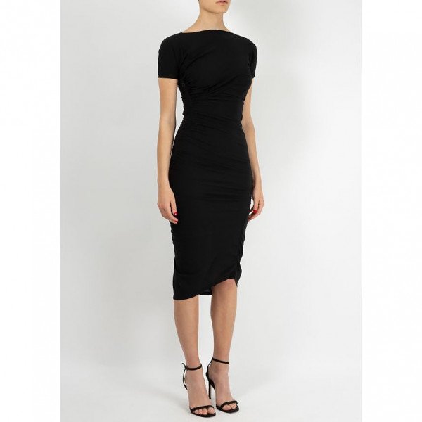 Balenciaga Ruched Silk Midi Dress