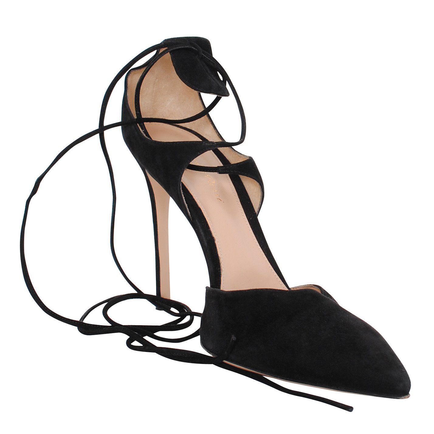 GIANVITO ROSSI Suede Ankle-Wrap Pumps