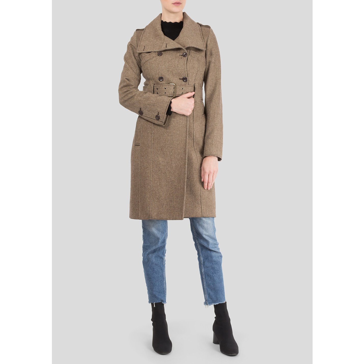 Patrizia Pepe Double Breasted Wool-Blend Coat
