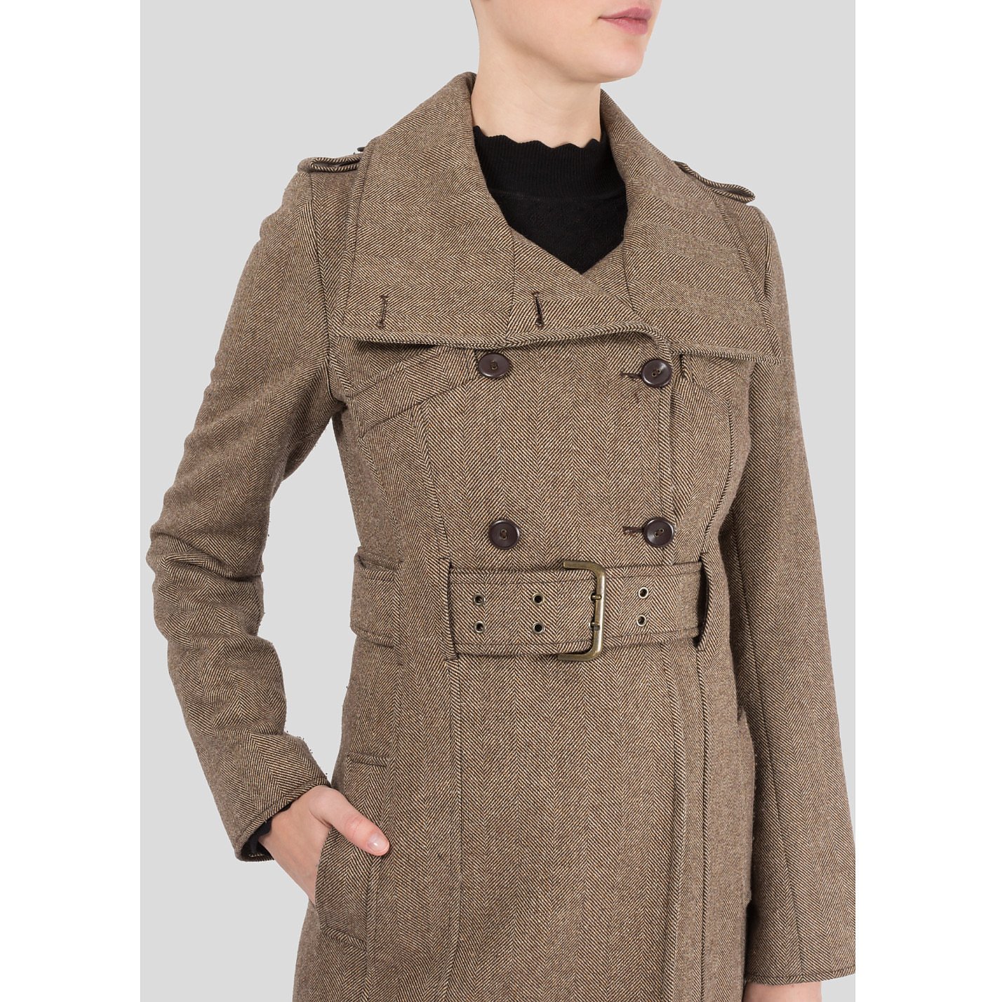 Patrizia Pepe Double Breasted Wool-Blend Coat