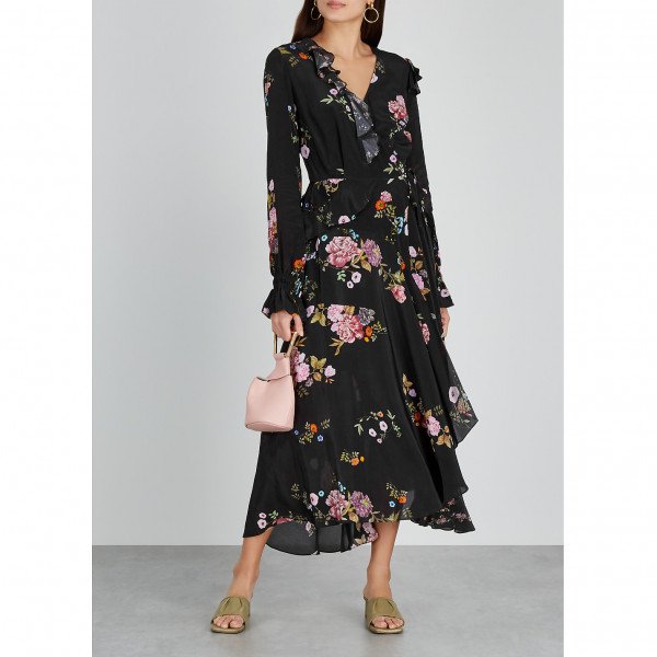 Preen Line Floral Print Midi Wrap Dress