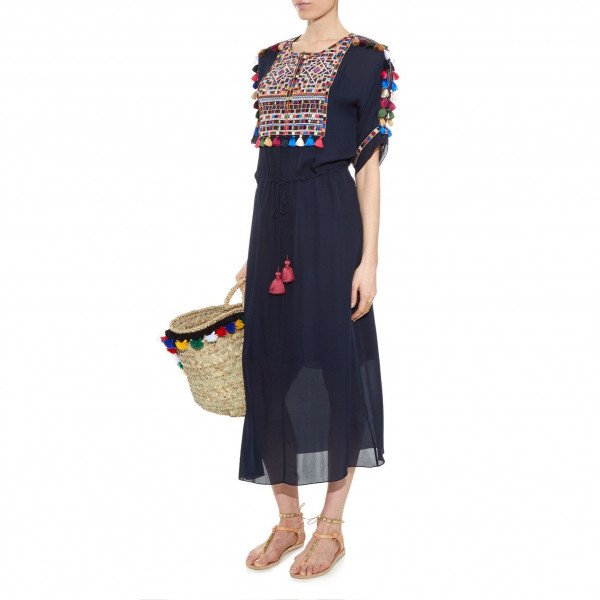 Figue Long Embroidered Dress