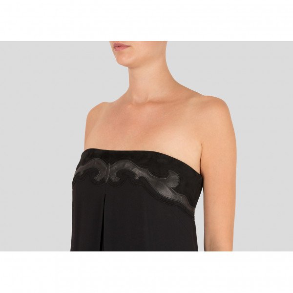 Ralph Lauren Strapless Suede-Detail Jumpsuit