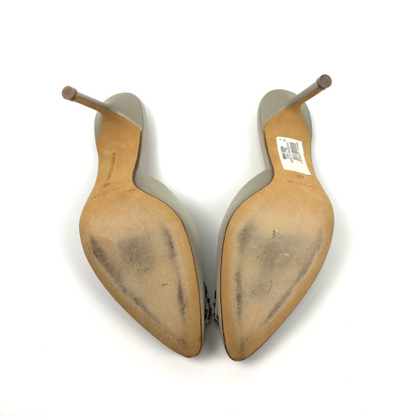 Manolo Blahnik Hangisimu Satin Jewel Buckle Mules