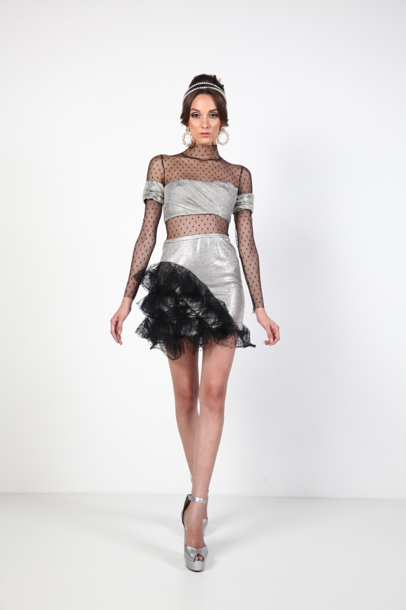 Maison Souraya Silver And Mesh Polka Dot Mini Dress