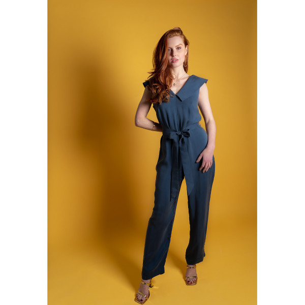 FEMPONIQ Off Shoulder Belted Vegan Jumpsuit