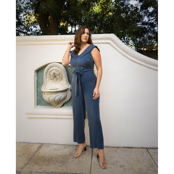 FEMPONIQ Off Shoulder Belted Vegan Jumpsuit