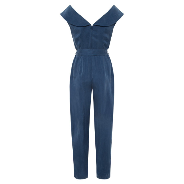 FEMPONIQ Off Shoulder Belted Vegan Jumpsuit