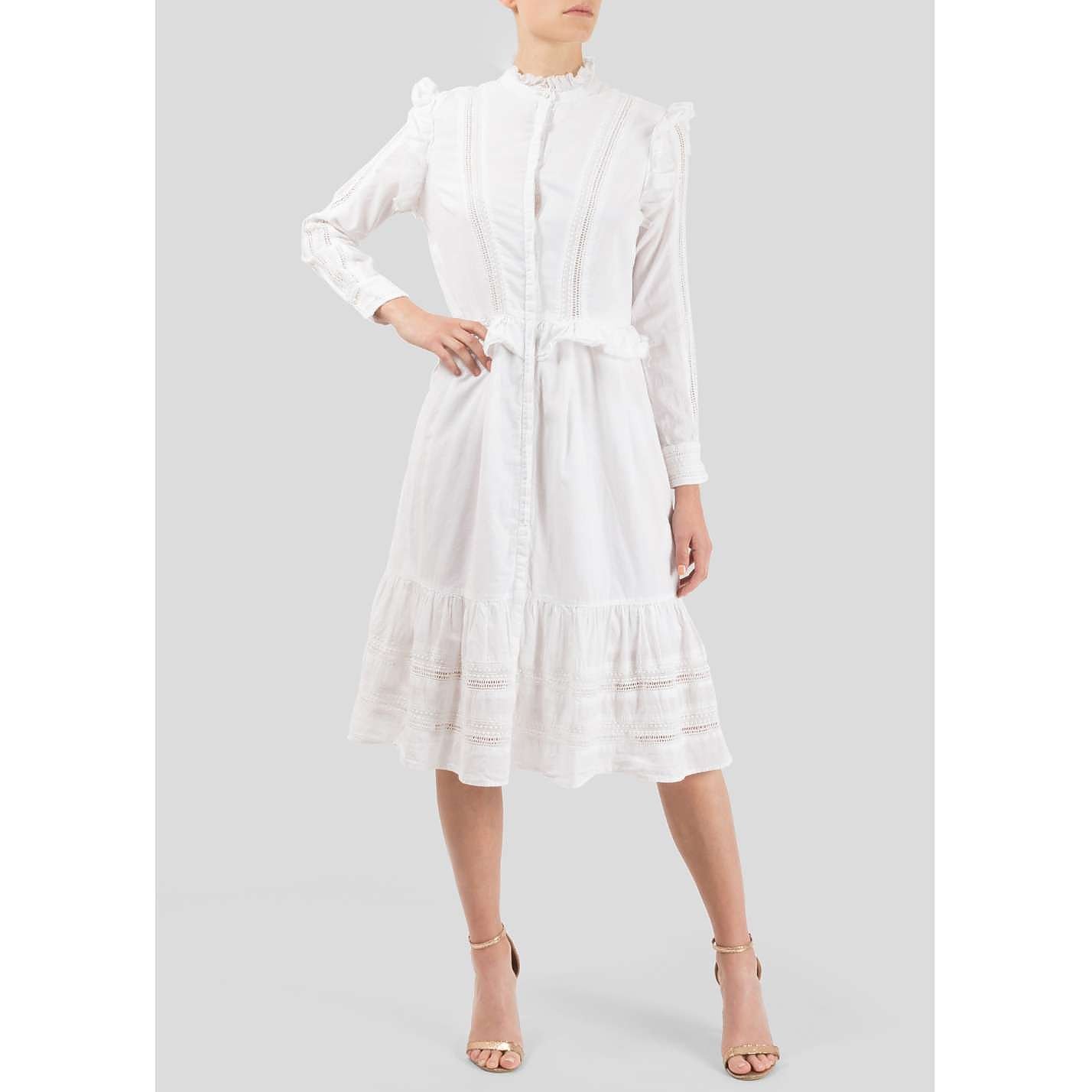 Notes du Nord Embroidered Cotton Ruffle Dress