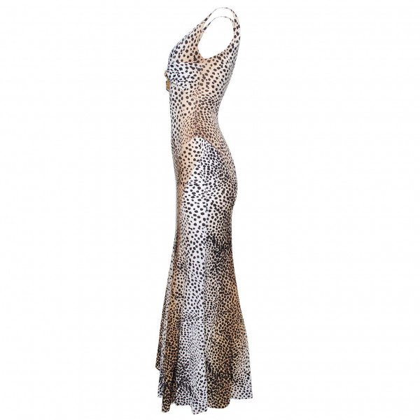 Roberto Cavalli V-Neck Leopard Print Gown