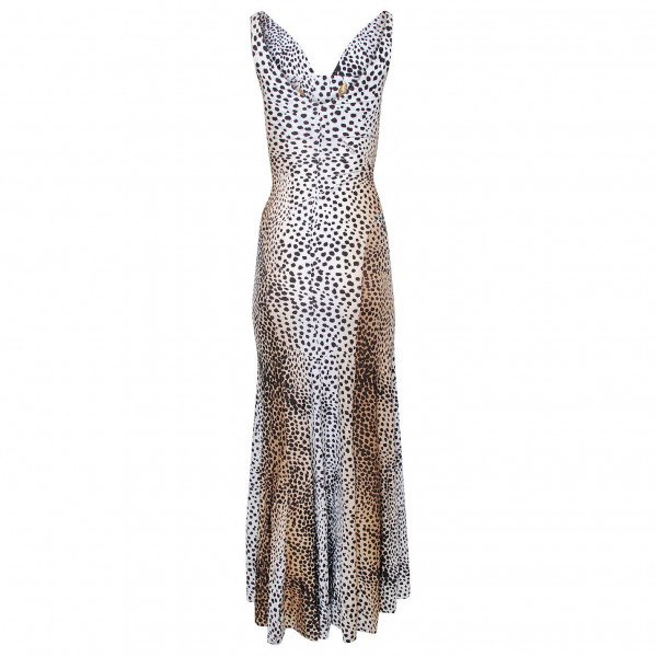 Roberto Cavalli V-Neck Leopard Print Gown