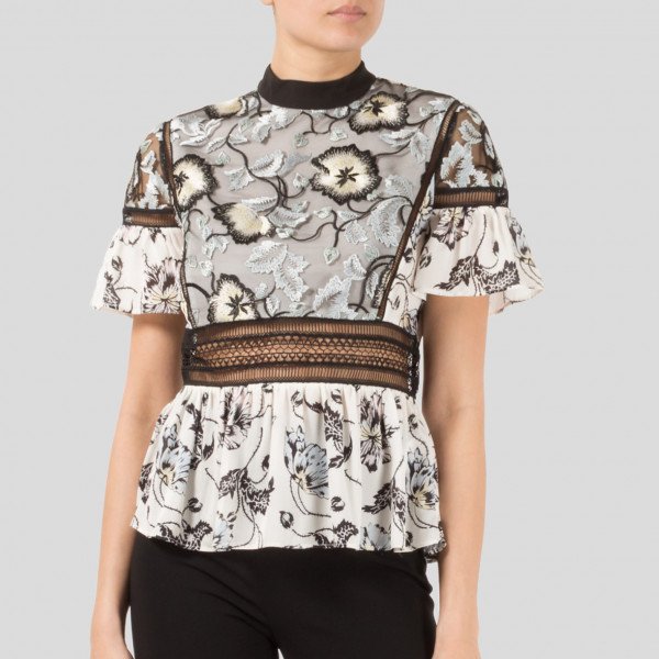Self-Portrait Lucia Embroidered Top