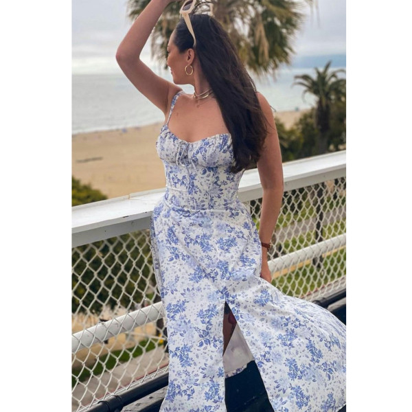 HOUSE OF CB Carmen Print Bustier Sundress