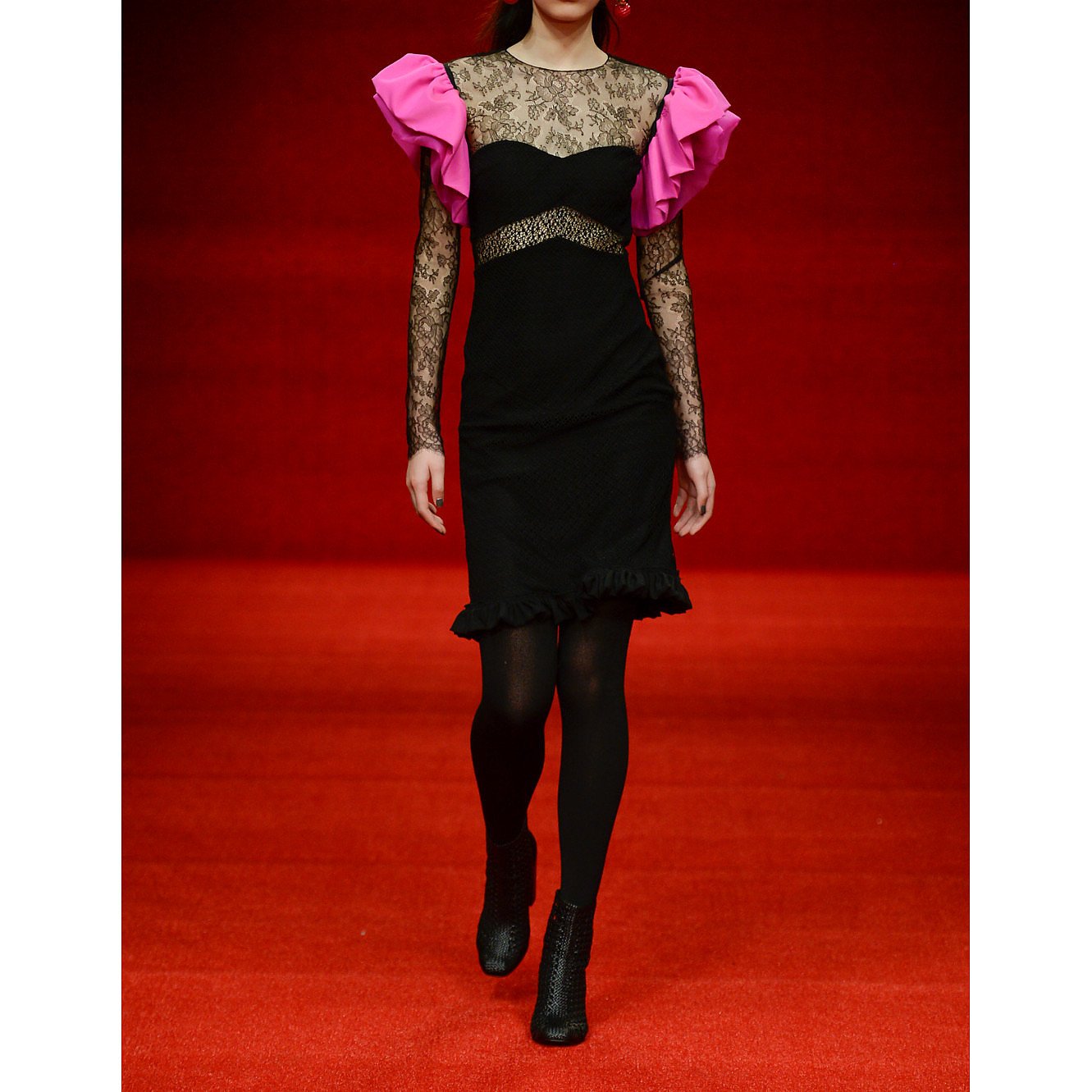 Emilio De La Morena Lace Ruffle Dress