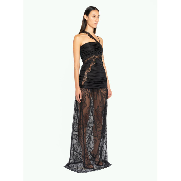 Vaillant Long Bustier Dress With Lace Detail