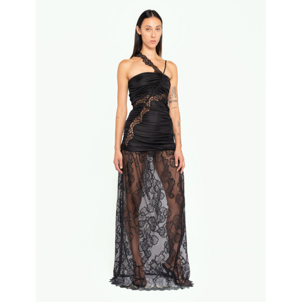 Vaillant Long Bustier Dress With Lace Detail