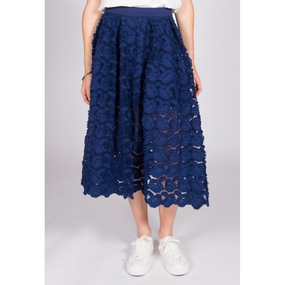 Maje Embroidered Midi Skirt