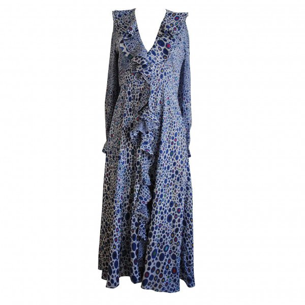 Rent Buy Dhela Printed Ruffle Long-Sleeve Dress | MY WARDROBE HQ