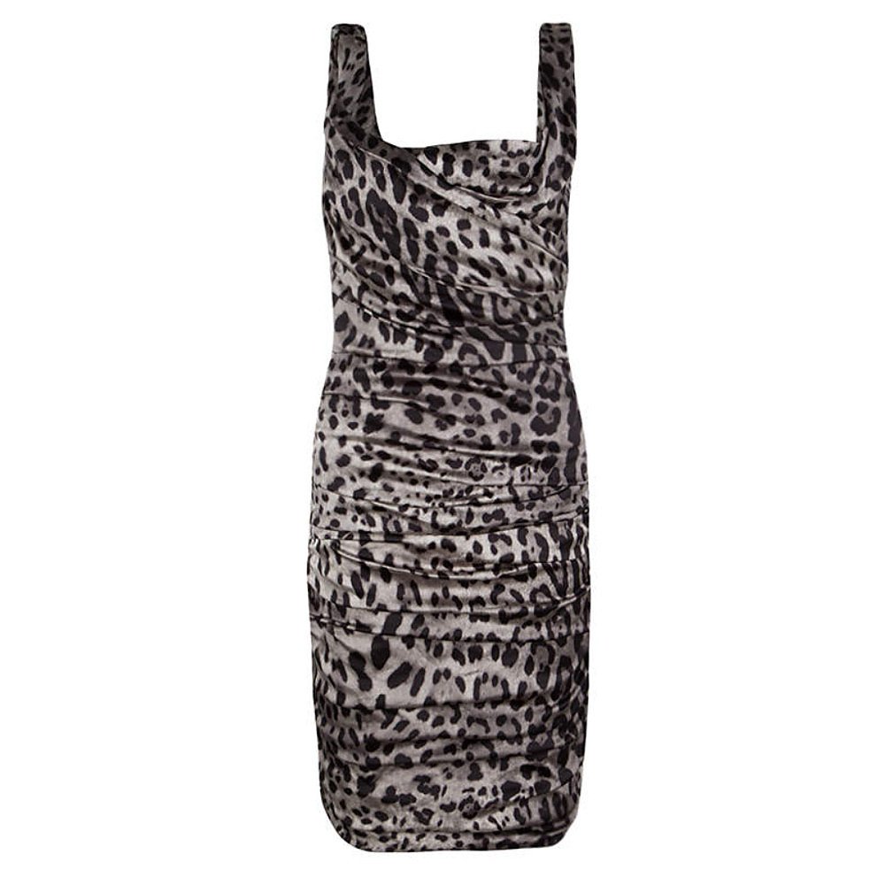 DOLCE & GABBANA Leopard Print Silk-Blend Dress