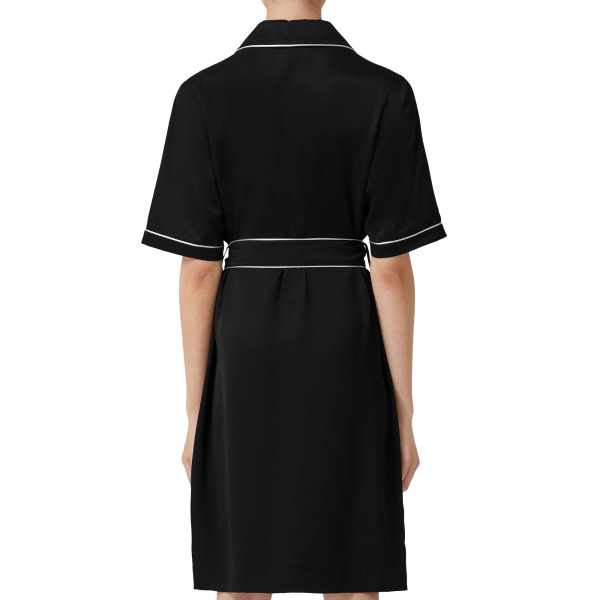 Burberry Embroidered Logo Silk Blend Shirt Dress