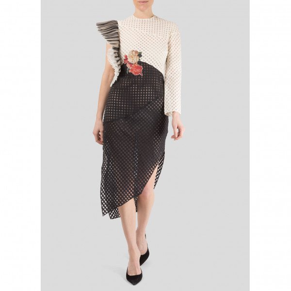 A.W.A.K.E. Mesh Floral Appliqué Dress