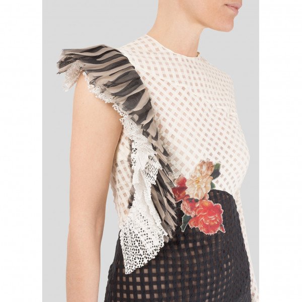 A.W.A.K.E. Mesh Floral Appliqué Dress