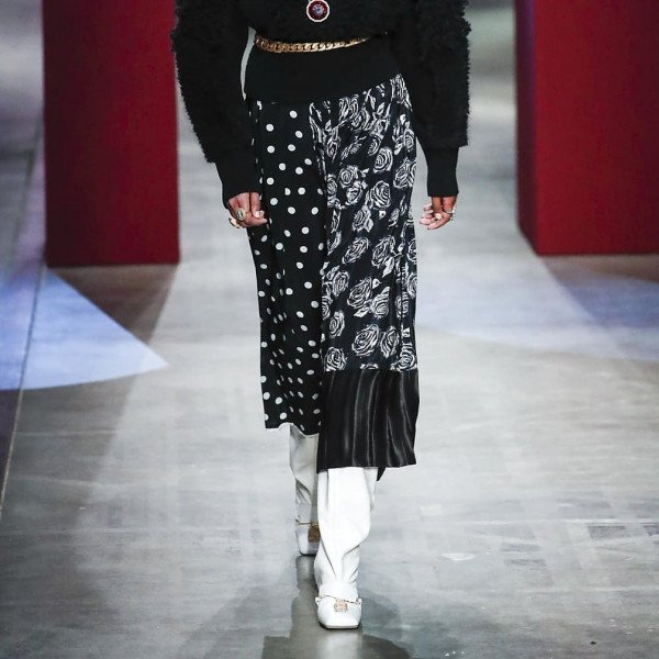 PORTS 1961 Contrast-Print Pleated Skirt