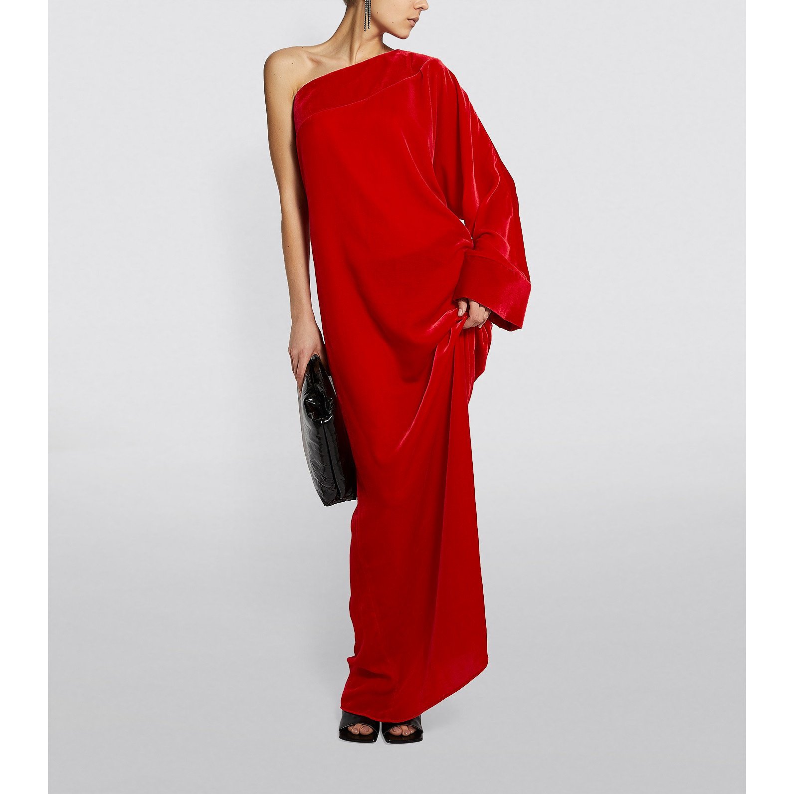 Bernadette One-Sleeved Velvet Gigi Gown