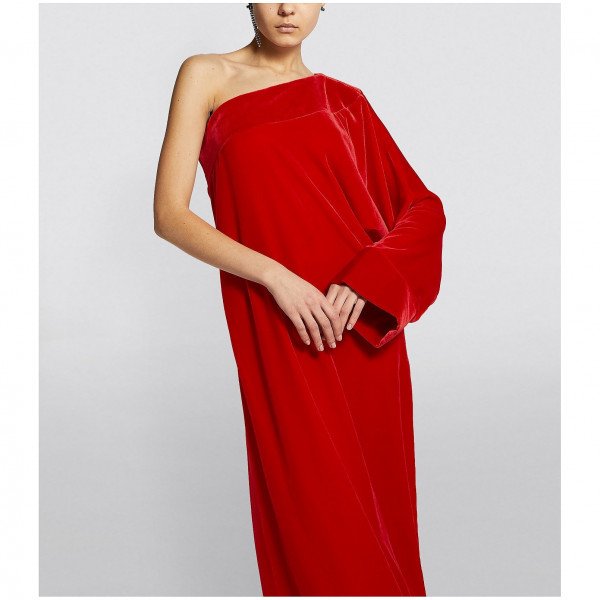 Bernadette One-Sleeved Velvet Gigi Gown