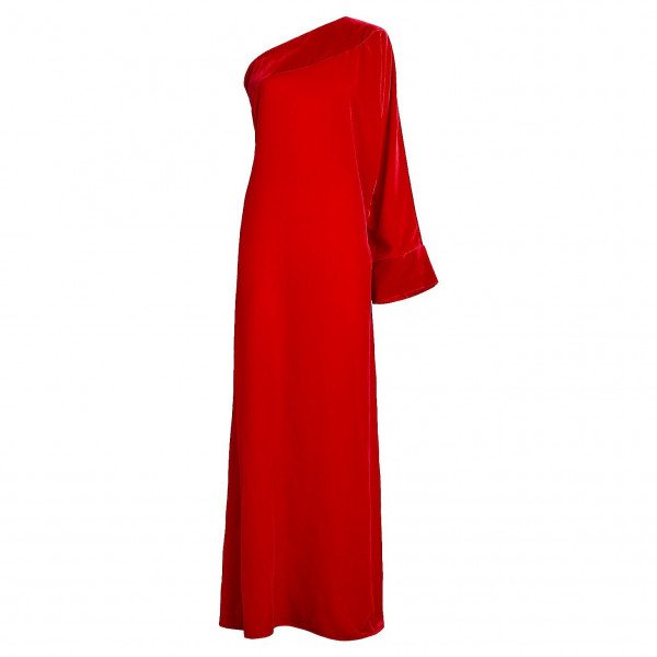 Bernadette One-Sleeved Velvet Gigi Gown