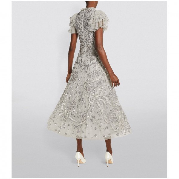 Needle & Thread Sequin-Embellished Shirley Ribbon Midi Dress