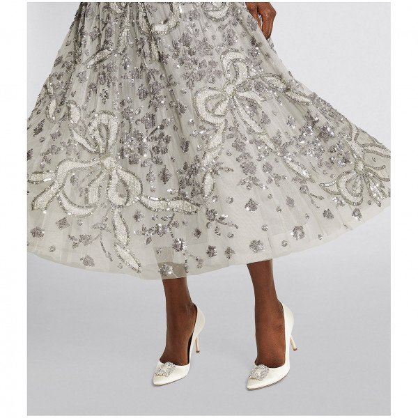 Needle & Thread Sequin-Embellished Shirley Ribbon Midi Dress