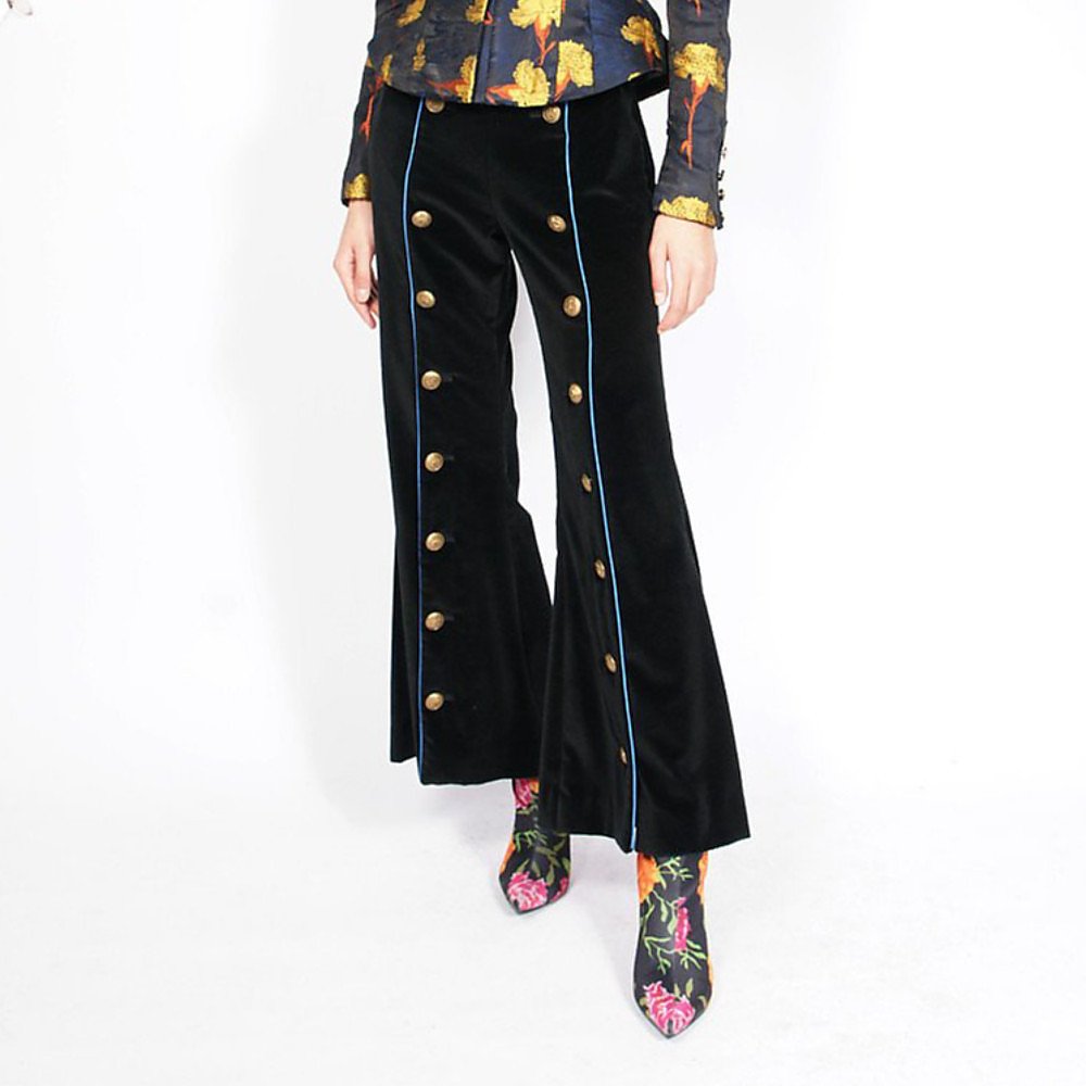 Syra J Velvet Trousers With Buttons