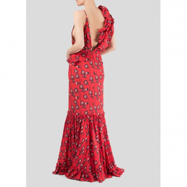Johanna Ortiz Ruffled Printed Silk Gown