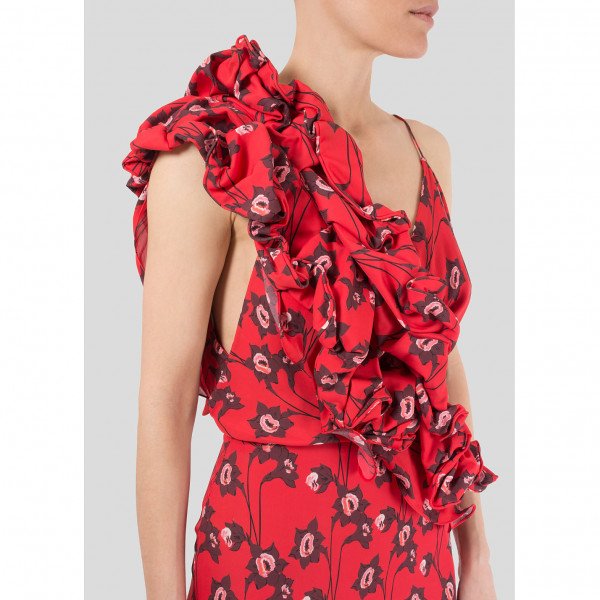 Johanna Ortiz Ruffled Printed Silk Gown