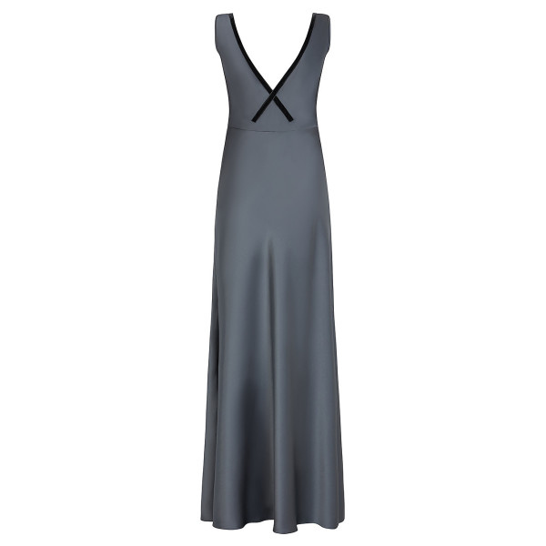 Serena Bute The V Neck Dress - Smoke Pearl Plant Based Satin