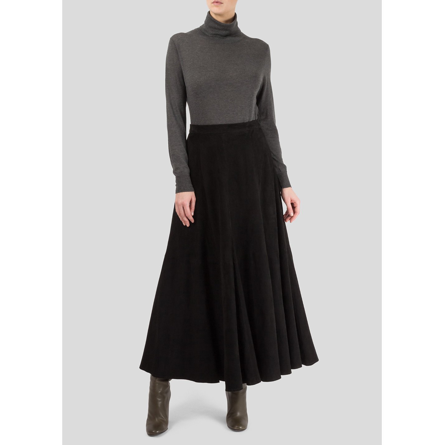 Anna Lascata Flared Suede Skirt