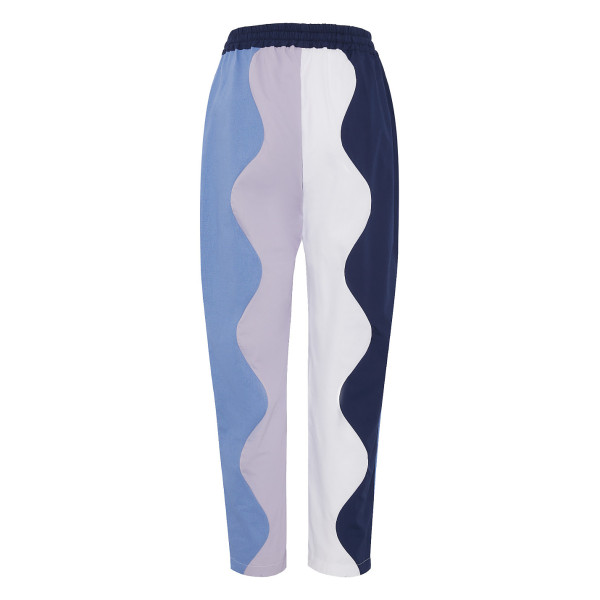 Fanfare Label Monique Colour Block Swirl Trouser in Navy, White, Lilac and Blue