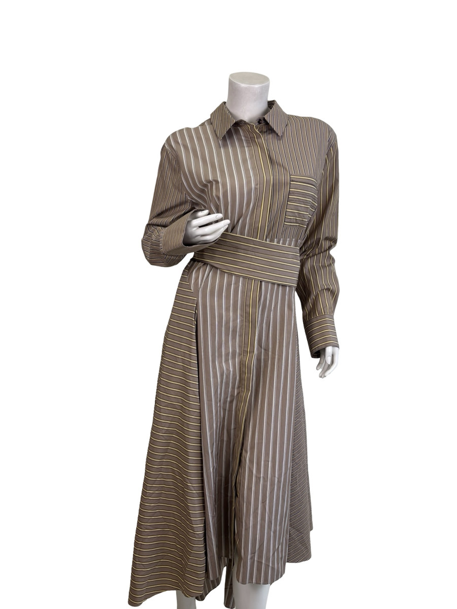 Brunello Cucinelli Striped Shirt Dress with Belt