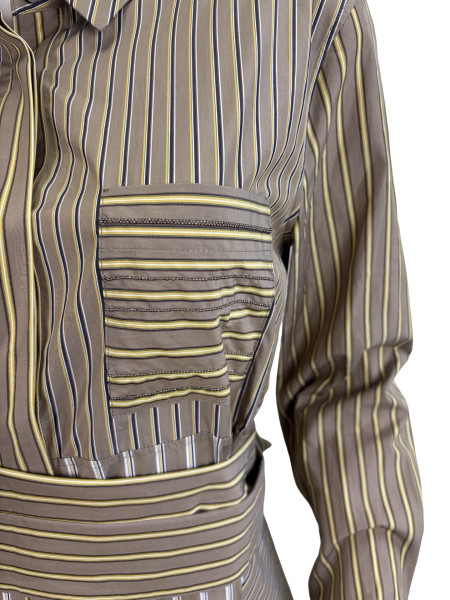 Brunello Cucinelli Striped Shirt Dress with Belt