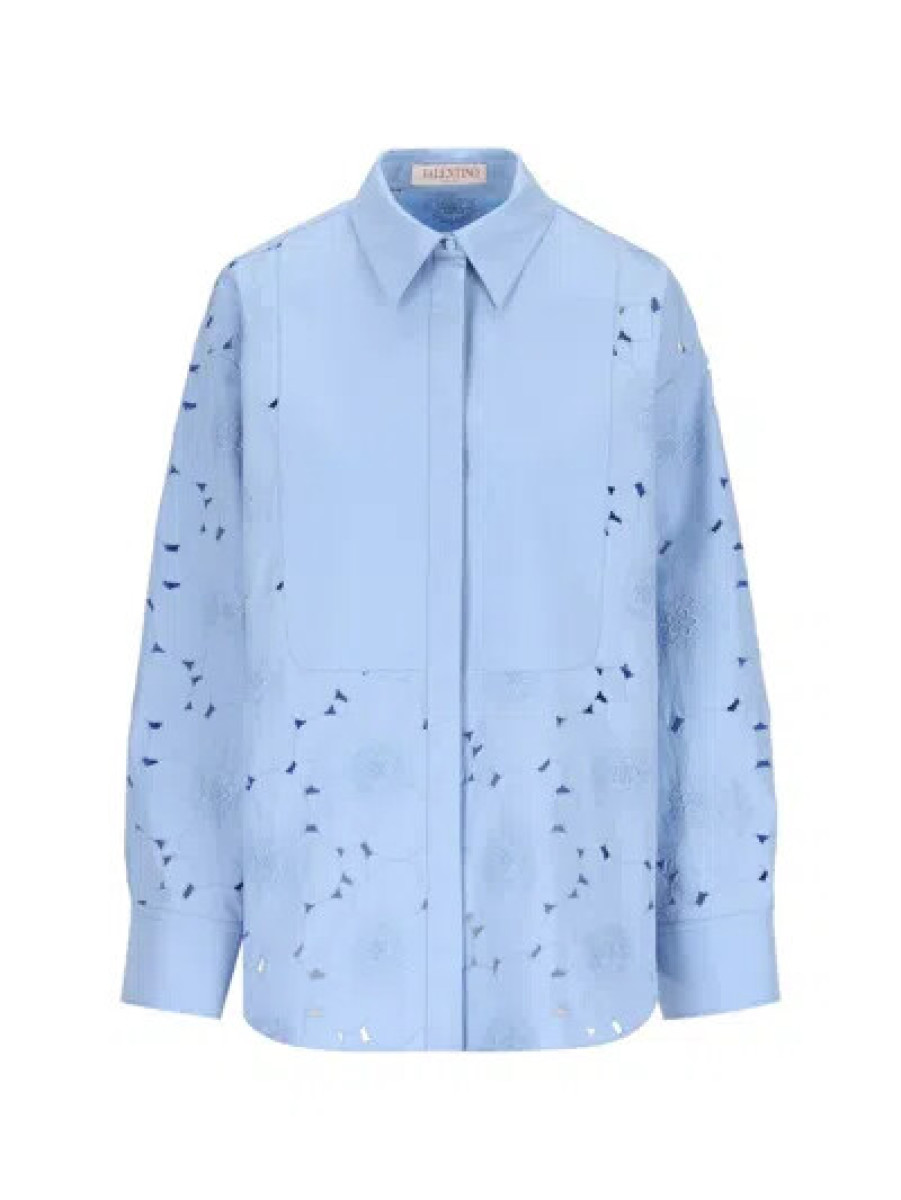 Valentino Valentino Floral Embroidered Long In Iris Lilac