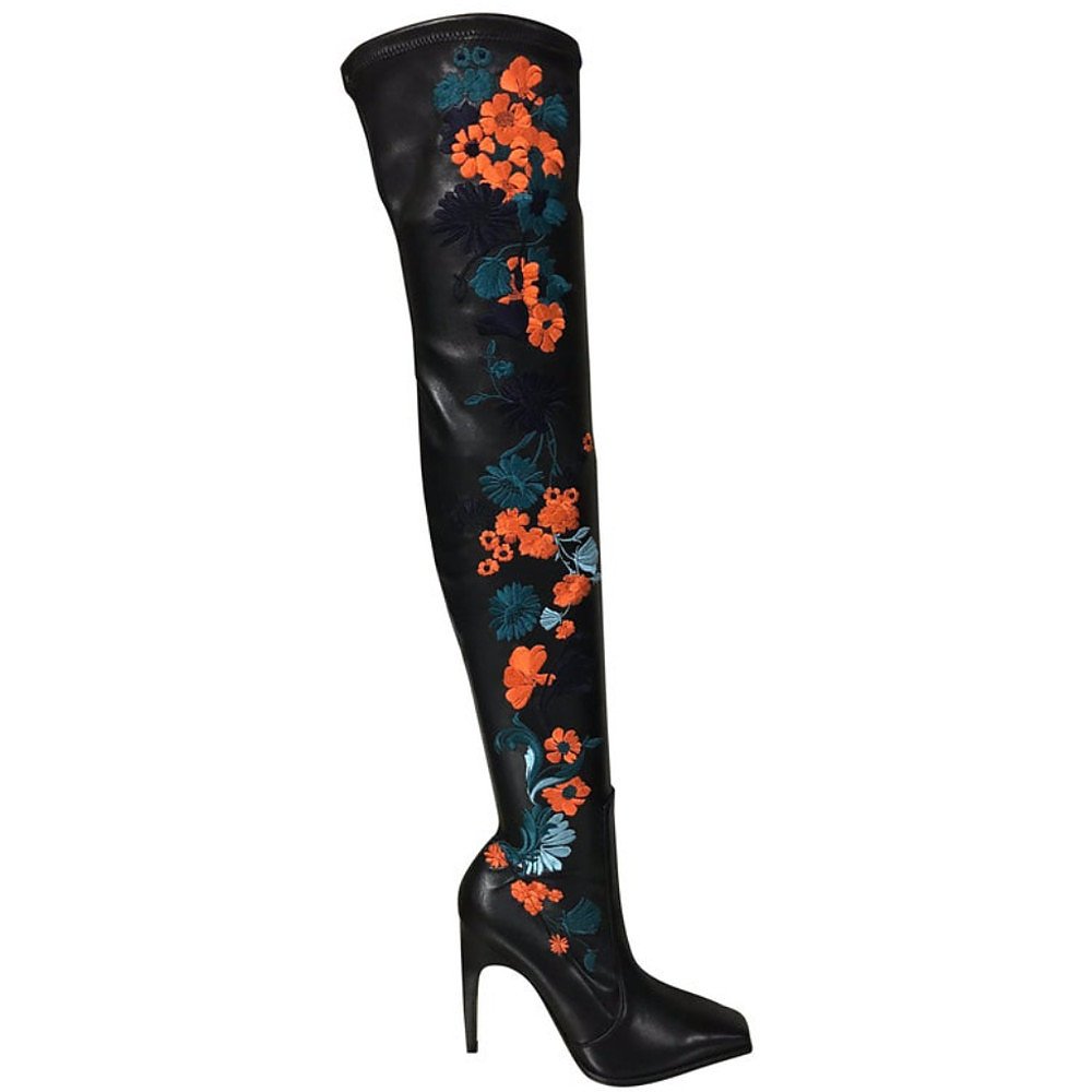 Versace Embroidered Over-The-Knee Boots 