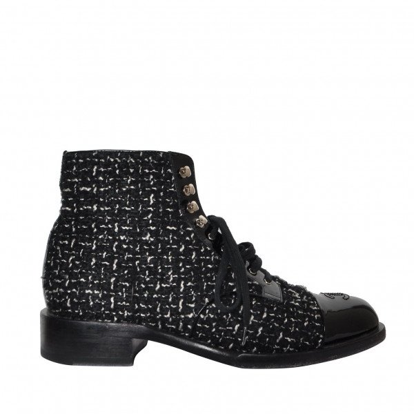 Tweed chanel boots sale