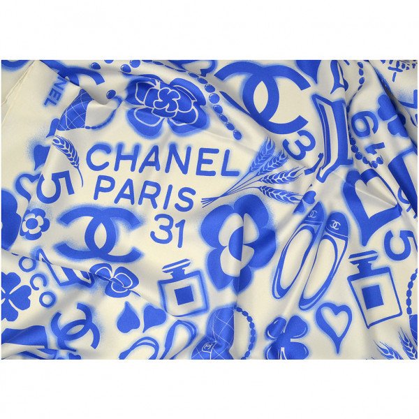 CHANEL Printed Silk Scarf