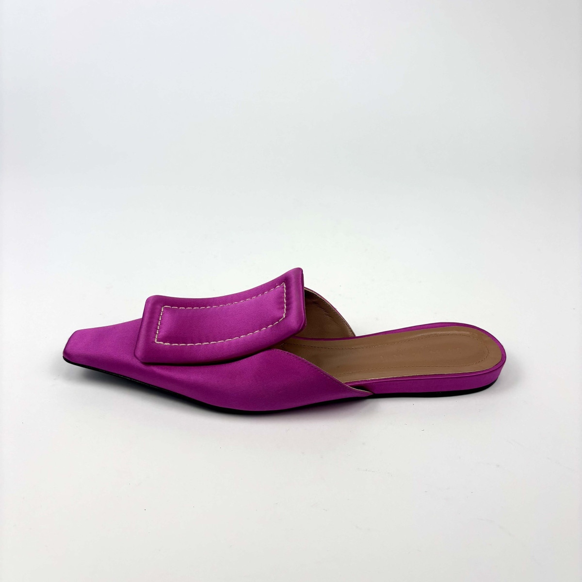 Marni Satin Flat Mules in Fuchsia