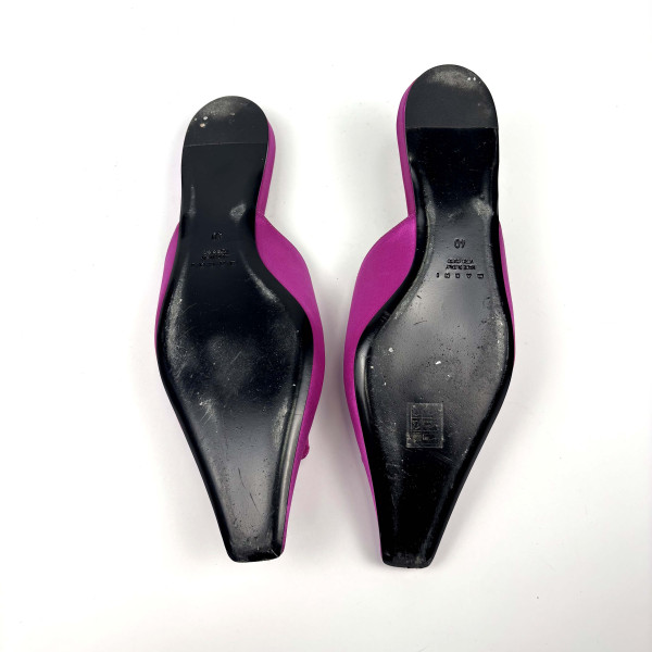 Marni Satin Flat Mules in Fuchsia