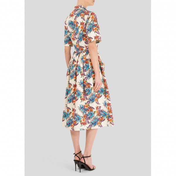 House of Holland Printed Slub Cotton Midi Dress