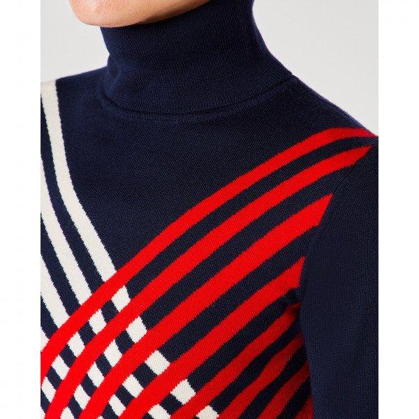 Perfect Moment Rainbow Stripes Turtle-Neck Sweater