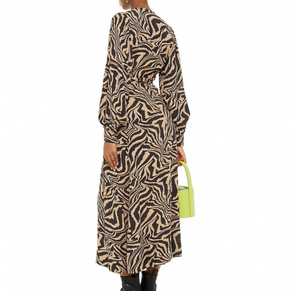 Rent Buy Ganni Tiger Print Wrap Dress MY WARDROBE HQ