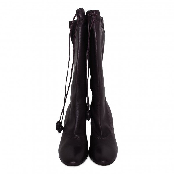 Saint Laurent Leather Heeled Drawstring Boots